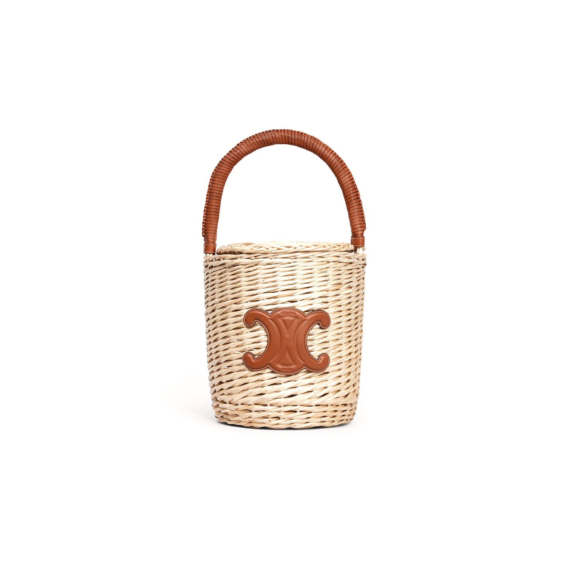 Ce**e small basket in plant material and cow leathe 190042 (29*22*1cm)